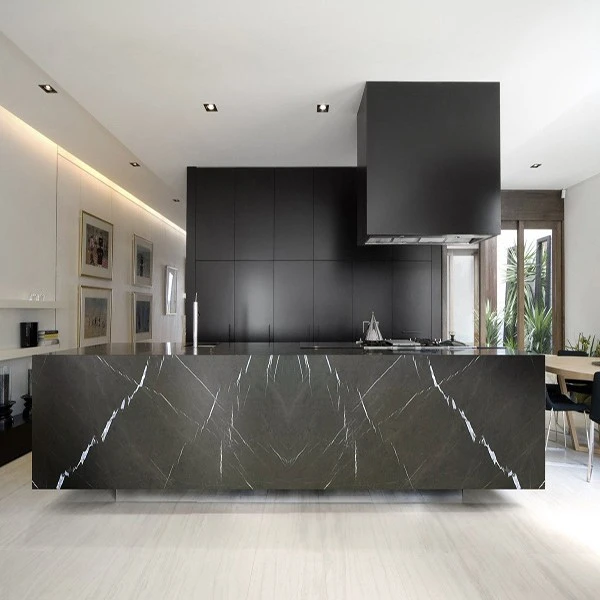 Armani Grey Marble Kitchen